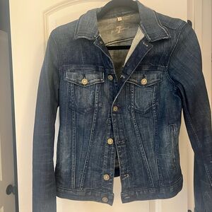 7 For All Mankind Dark Blue Jean Jacket Women size small like new